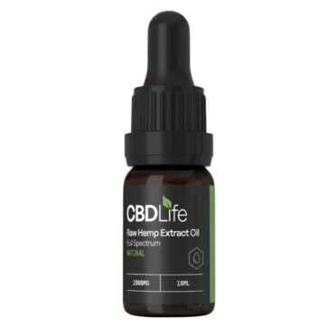 CBDLife Raw Hemp Extract Oil 1000mg Bottle white background