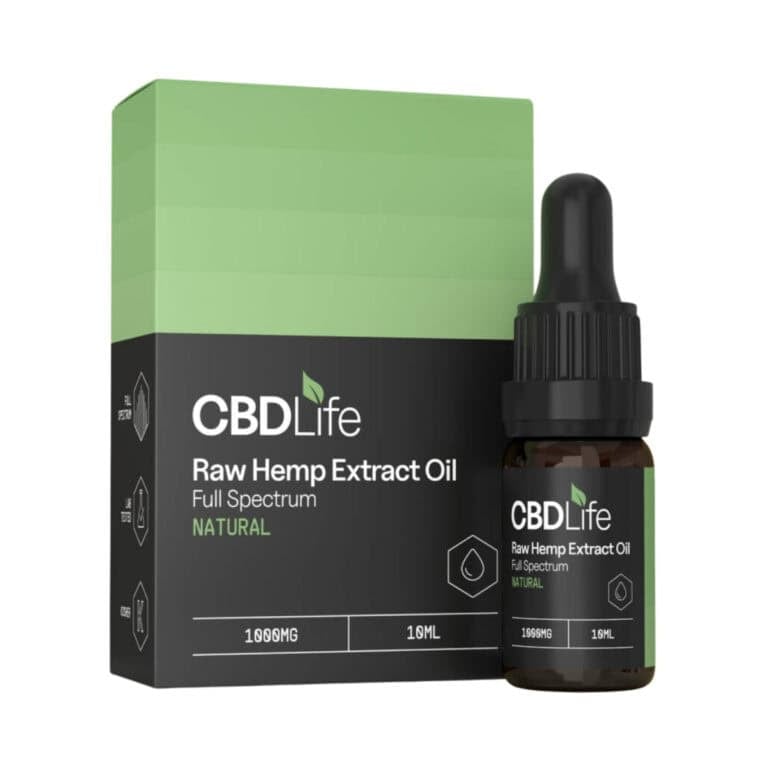 CBDLife Raw Hemp Extract Oil 1000mg Natural white background