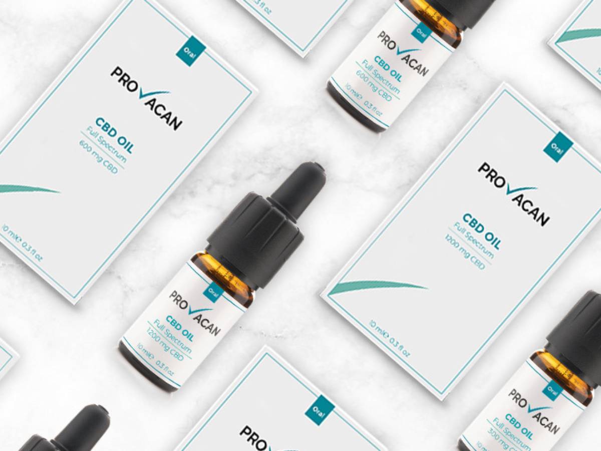 Provacan CBD Oil diagnol grid with white background