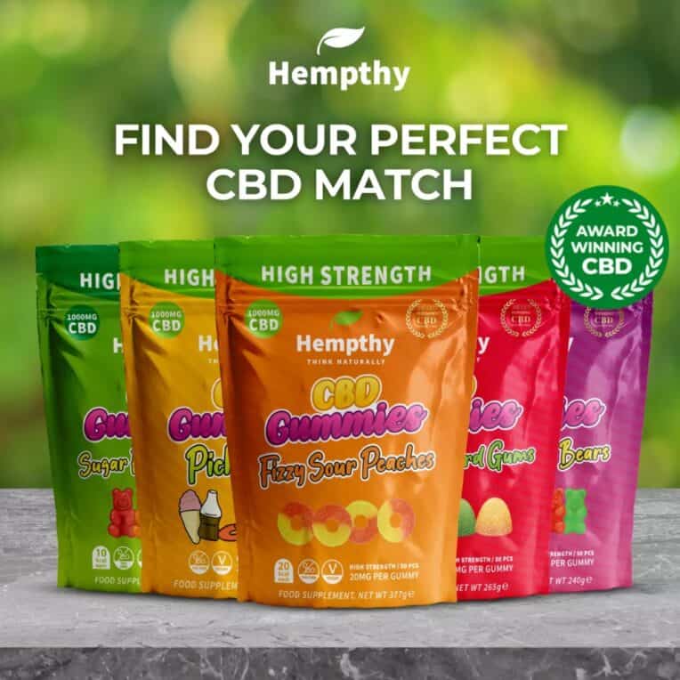 Hempthy CBD Find your perfect match all flavours lined up green background