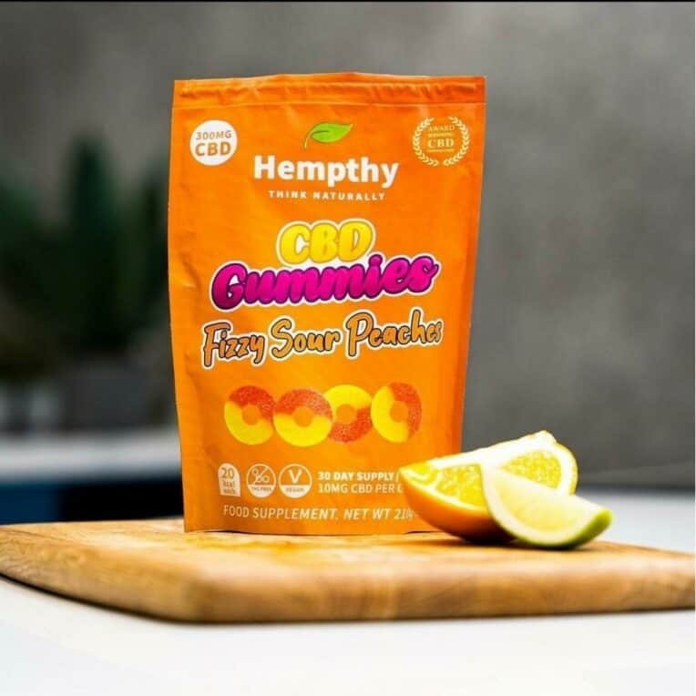 Hempthy CBD Gummies Fizzy Sour Peach Rings 300mg - Image 2