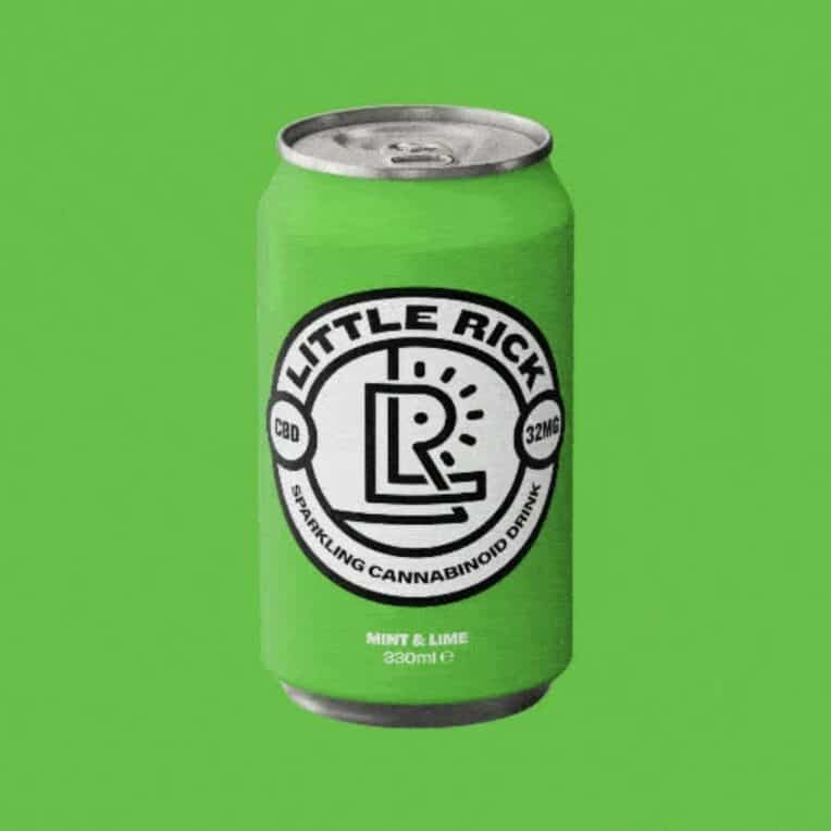 Little Rick Mint and Lime Full Spectrum CBD Drink with green background