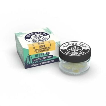HighKind CBD Crumble Limited Edition Dry Cured Cannabis Terpenes Gelato White Background