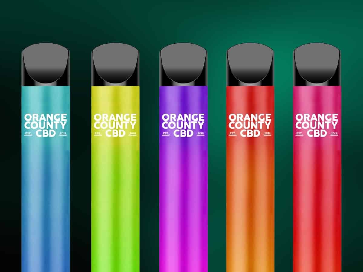 Orange County CBD CBG Disposable Vape Pen five flavours green background