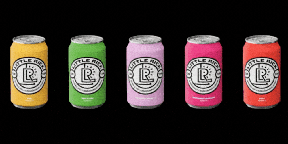 Little Rick CBD Drinks flavours rotating black background