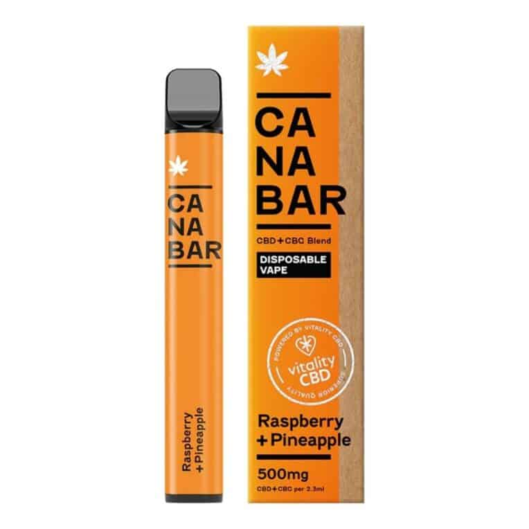 CANABAR™ Disposable CBD Vape 500mg CBD + CBG Raspberry Pineapple white background