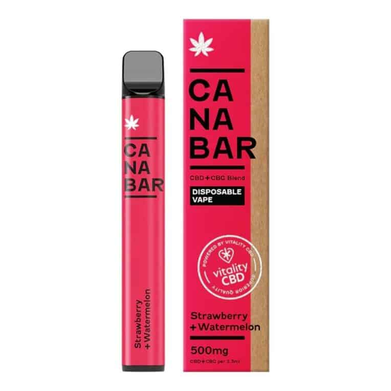 CANABAR™ Disposable CBD Vape 500mg CBD + CBG - Strawberry Watermelon white background