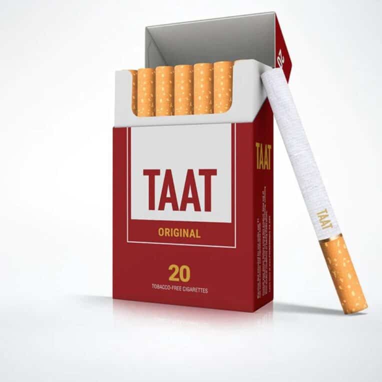 TAAT Beyond Nicotine Original Open Pack with 1 stick leaning