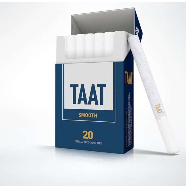 TAAT Beyond Nicotine Smooth Open Pack with 1 stick leaning