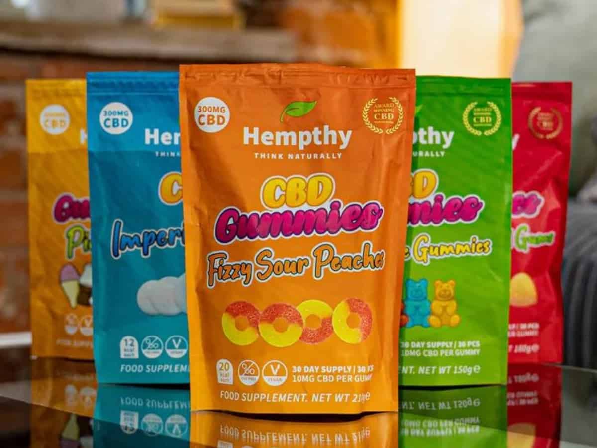 Hempthy CBD Gummies side by side on table