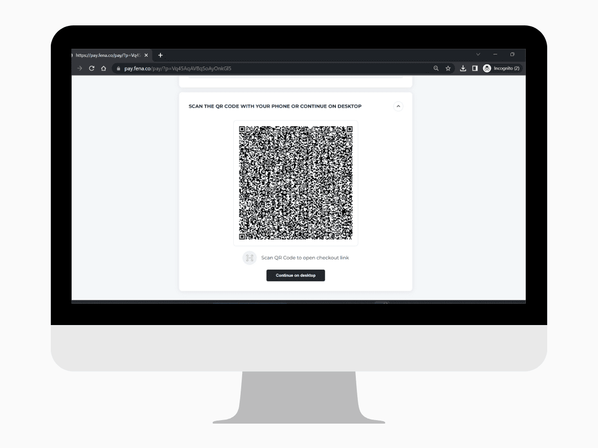 Computer screen demonstrating how to pay for CBD from Hemptations using your bank and Fena