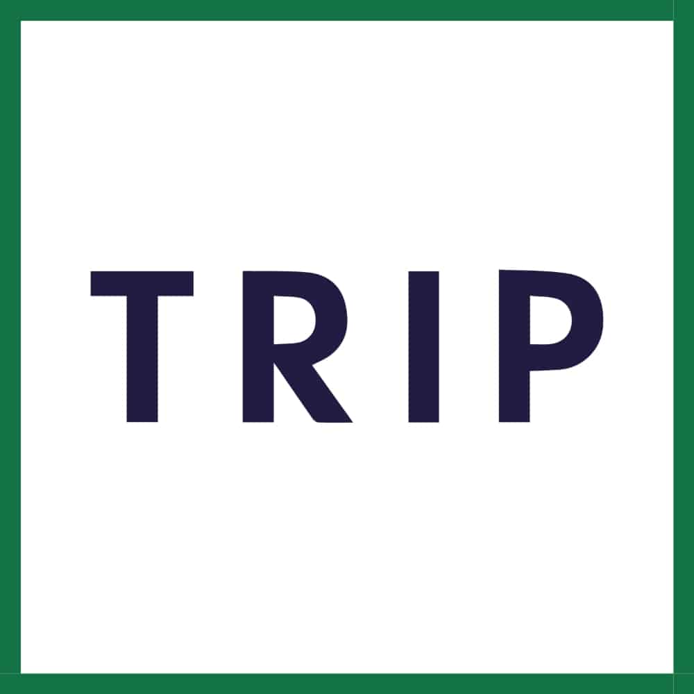 Trip CBD Infused Logo white background with green trim