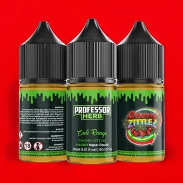 Professor Herb H4CBD Vape Liquid 5000mg 30ml - Cherry Zkittlez all sides red background