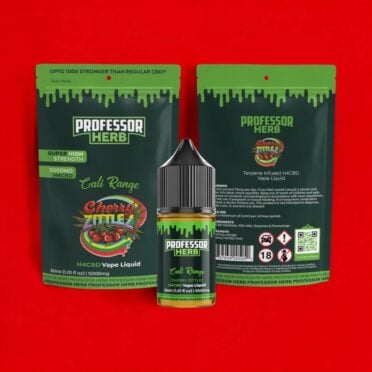 Professor Herb H4CBD Vape Liquid 5000mg 30ml - Cherry Zkittlez packaging red background