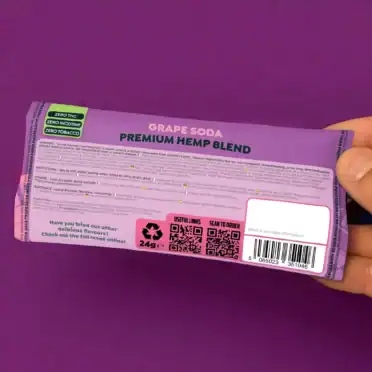 Professor Herb Hemp Smoking Blend 1400mg CBD - Grape Soda back of pack purple background