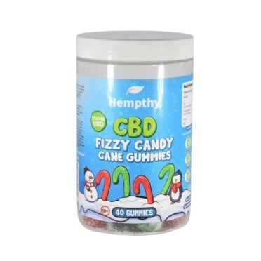 Hempthy CBD Fizzy Candy Cane Gummies 1200mg white background