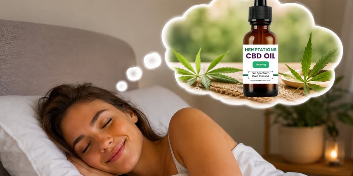 Woman sleeping dreaming about Hemptations CBD oil