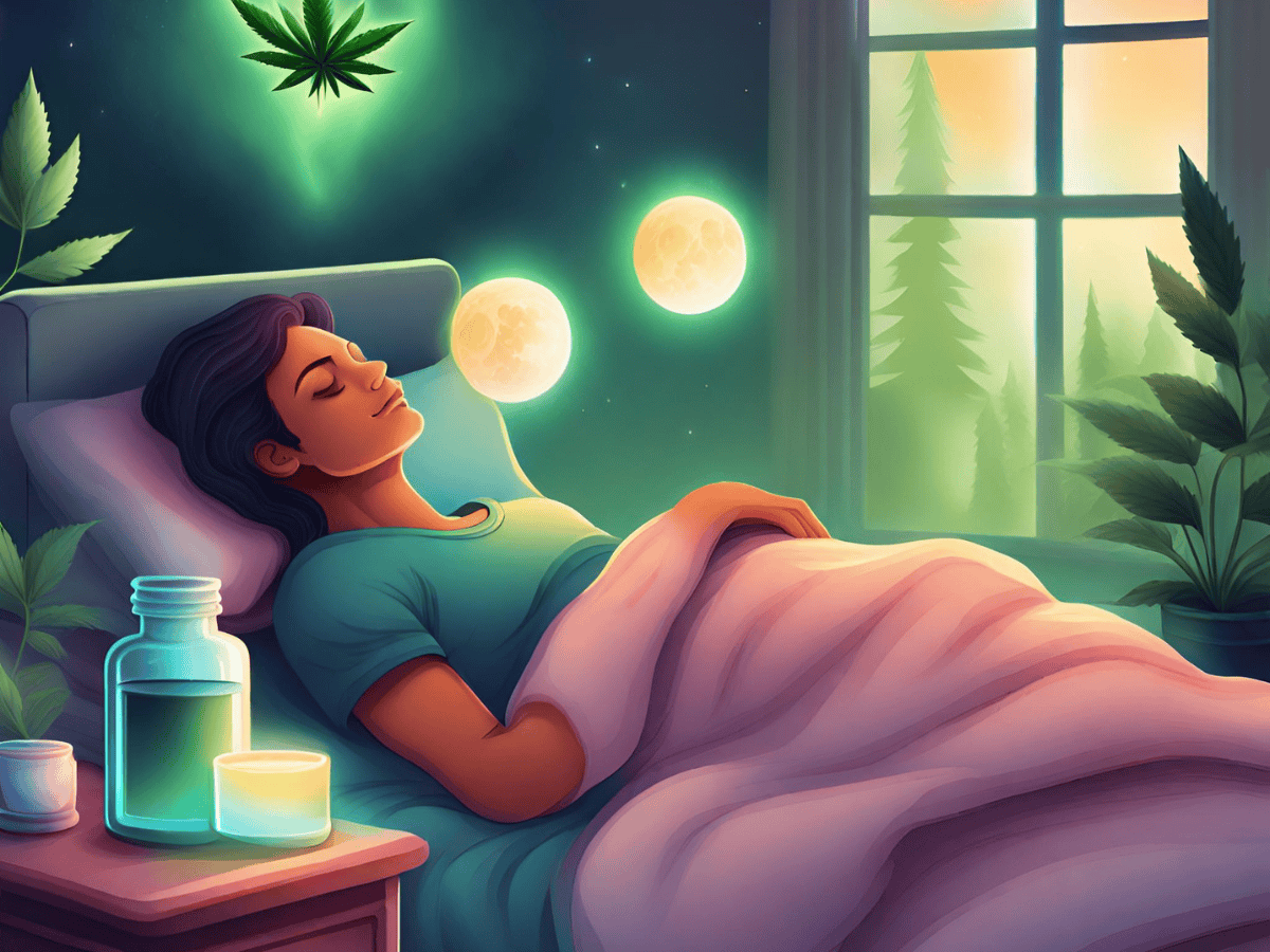 Woman sleeping in a deep CBD induced slumber dreaming