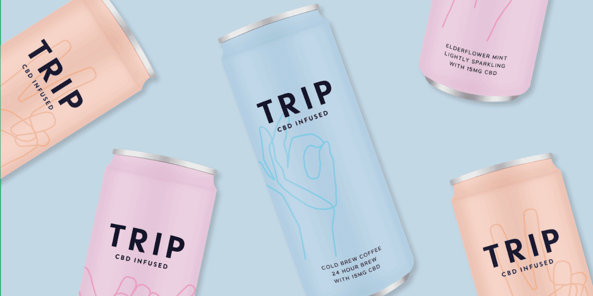 trip cans in all three flavours against a light blue background