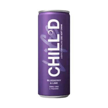 CHILL°D CBD Drink blueberry and lime white background