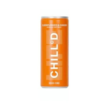 One can of CHILL°D elderflower and ginger against a white background