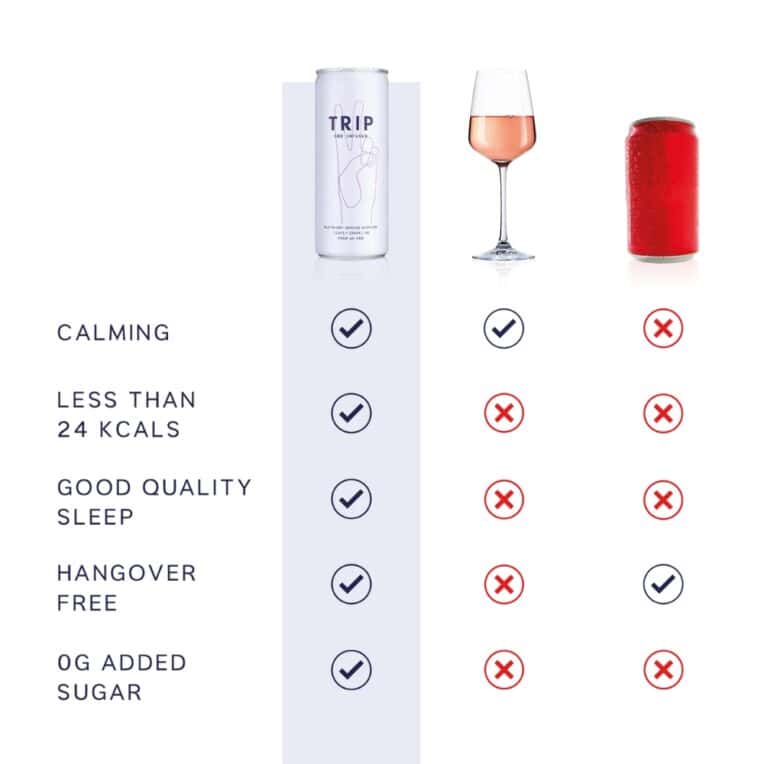 TRIP Raspberry Orange Blossom Drink Comparison with wine and beer