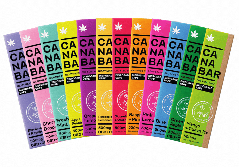 Canabar gif with all 12 flavours disappearing one by one white background
