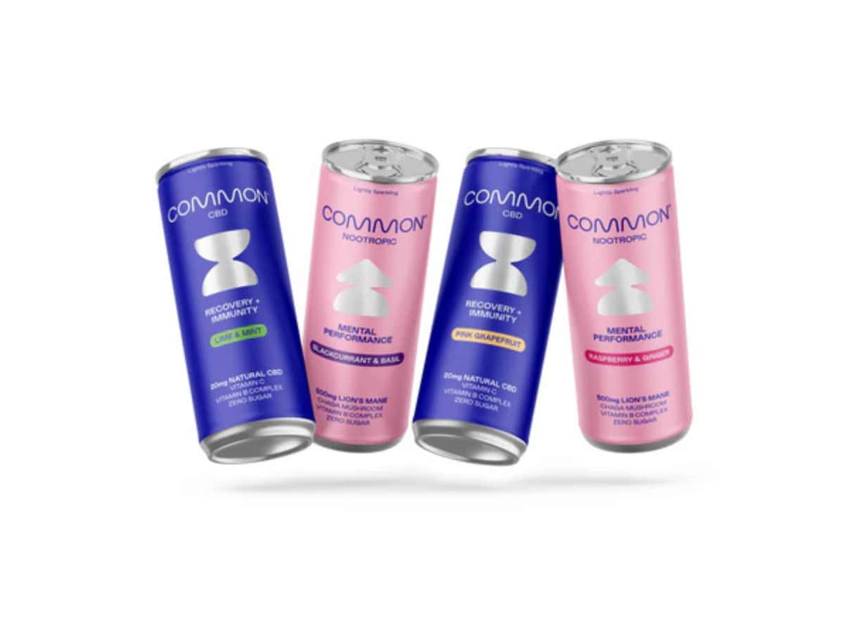 COMMON Functional Drinks dancing white background