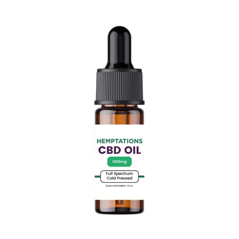 Hemptations Cold Pressed CBD Oil 1000mg bottle only white background