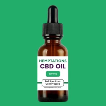 Hemptations Cold Pressed CBD Oil 3000mg bottle only green background