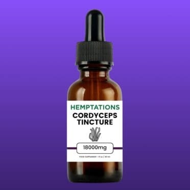 Hemptations Cordyceps Tincture 18000mg bottle only purple background