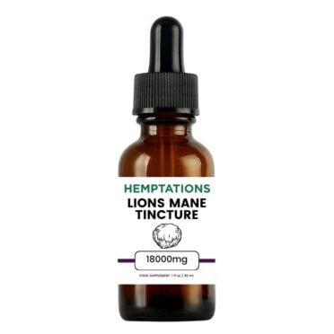 Hemptations Lions Mane Tincture 18000mg bottle only white background