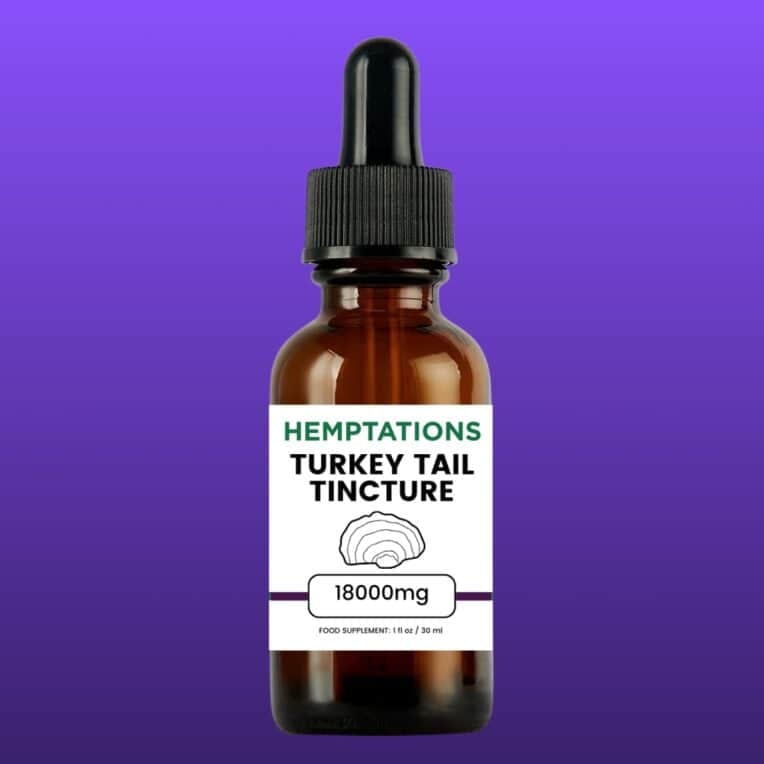 Hemptations Turkey Tail Tincture 18000mg bottle only purple background
