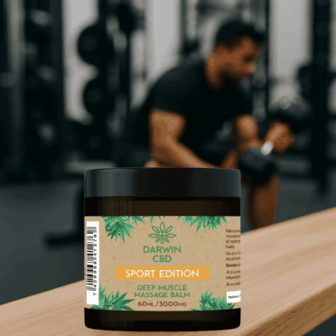 Darwin CBD Sport Edition Muscle Balm Gym background
