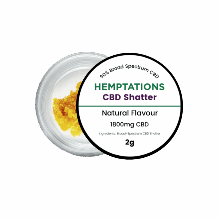 Hemptations CBD Shatter 2g product vector grey background