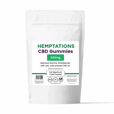 Hemptations Cold Pressed CBD Gummy Strawberries white background