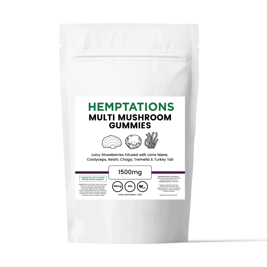 Hemptations Multi Mushroom Gummies white background