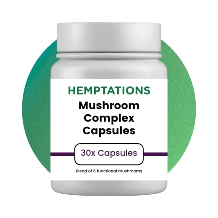 Hemptations Mushroom Complex Capsules white background