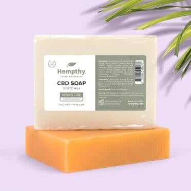 Hempthy CBD Soap Goats Milk purple background purple plant background
