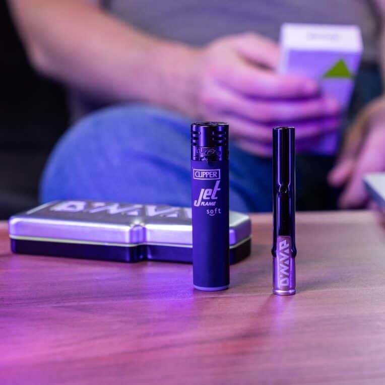 Dynavap G3 Device and lighter with packaging on table