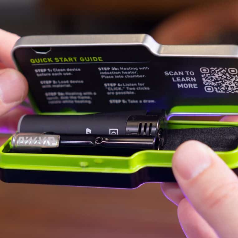 Dynavap G3 inside packaging the device and lighter