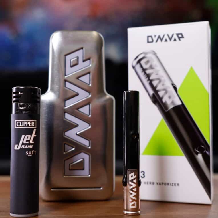 Dynavap G3 packaging and lighter standing up on table