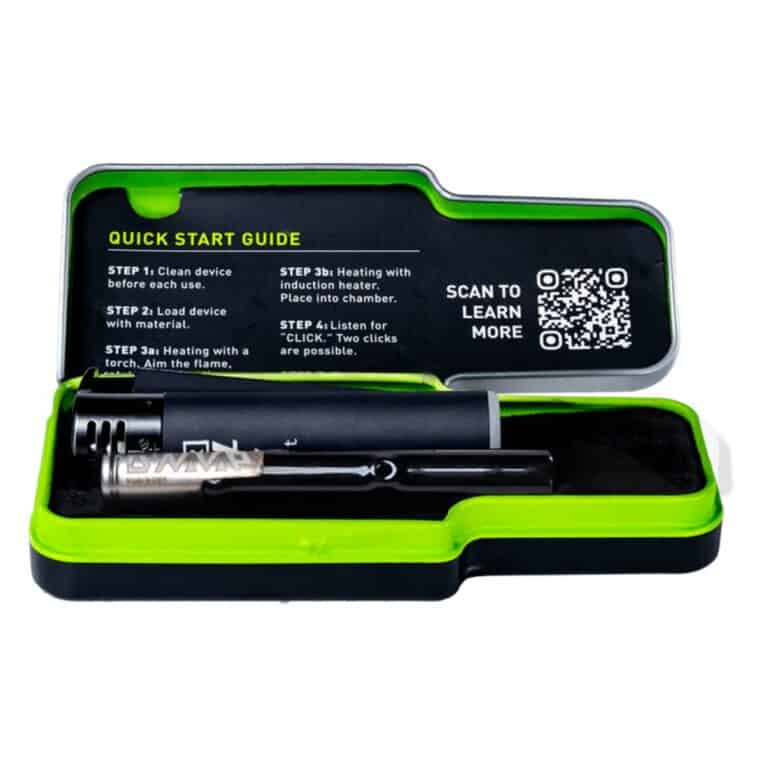 Dynavap G3 in packaging open with lighter