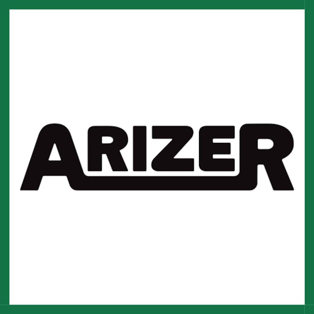 Arizer logo white background green trim