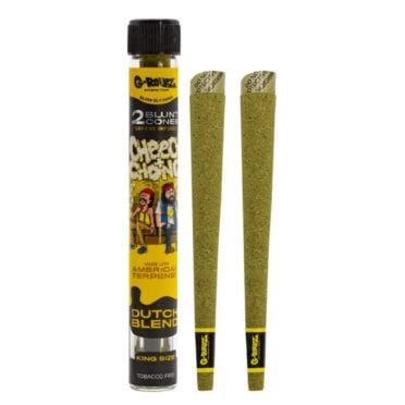 2X G-Rollz Cheech & Chong Terpene Infused Blunt Cones Dutch Blend flavour with glass case white background