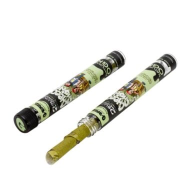 G-Rollz Cheech & Chong Terpene Infused Blunt Cones Natural OGK lying down spilling out of case onto white background